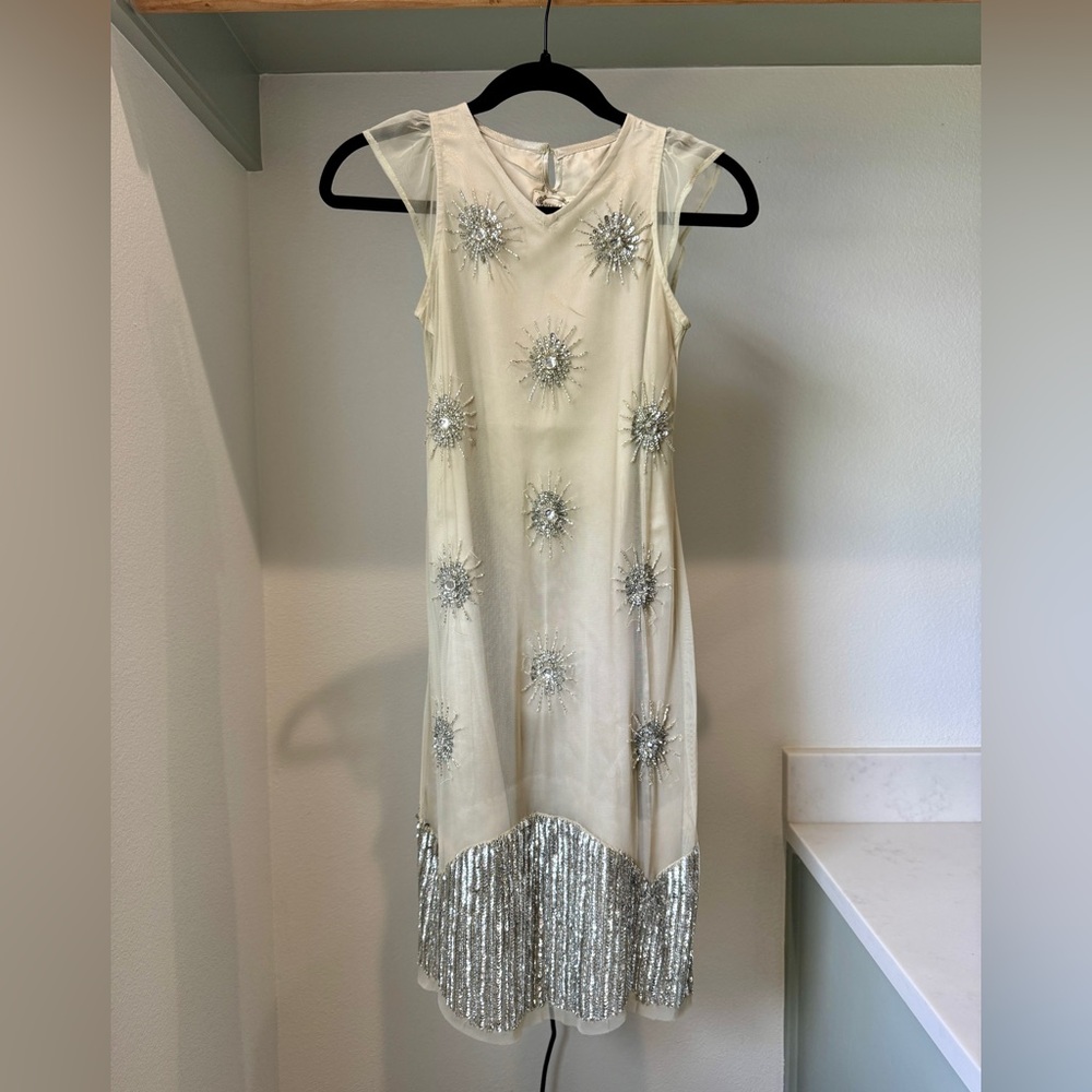Joyfolie Elegant Silver Embellished Dress, girls size 10